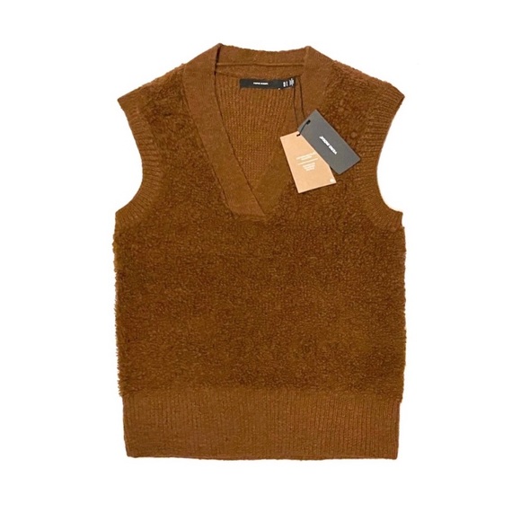 VERO MODA Loopi Brown Fuzzy Sweater Vest NWT - Picture 3 of 10